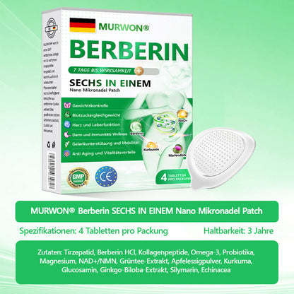Extra 30 % Rabatt auf reduzierte Artikel! | Offizieller Shop | MURWON® 6-in-1 NAD⁺ Berberine Pro All-in-One Fit & Vital Nano-Mikronadel-Patch (Einmal täglich · Sichtbare Veränderungen in nur 7 Tagen)